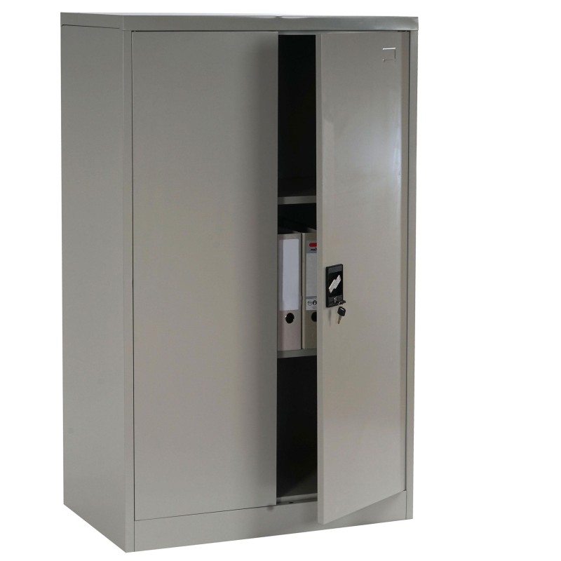 Armario archivador metálico EDIT 2 PUERTAS 140x80x40 cm. Gran capacidad de almacenaje y máxima robustez, color gris