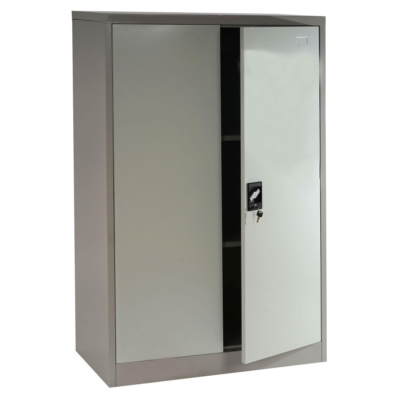 Armario archivador metálico EDIT 2 PUERTAS 140x80x40 cm. Gran capacidad de almacenaje y máxima robustez, color gris