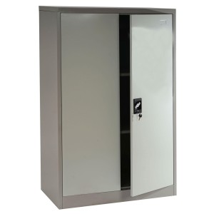 Armario archivador metálico EDIT 2 PUERTAS 140x80x40 cm. Gran capacidad de almacenaje y máxima robustez, color gris