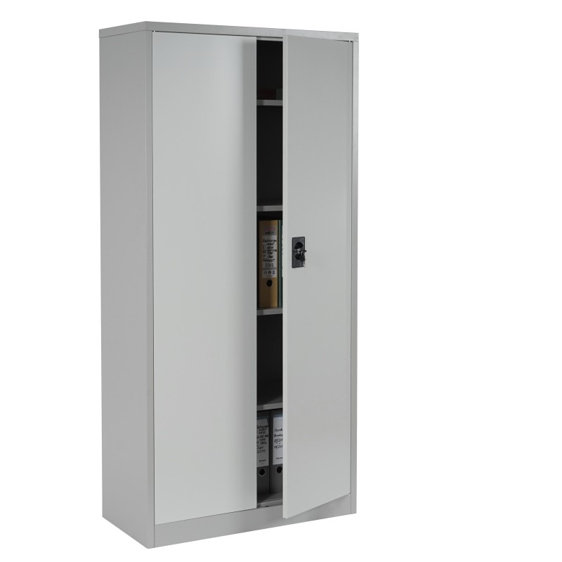 Armario archivador metálico EDIT de 180x85x40. 2 puertas batientes, gran capacidad de almacenaje y máxima robustez, color gris