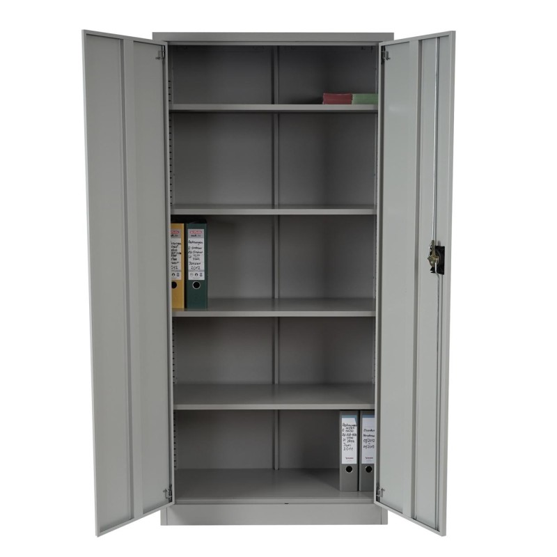 Armario archivador metálico EDIT de 180x85x40. 2 puertas batientes, gran capacidad de almacenaje y máxima robustez, color gris