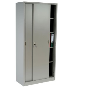 Armario archivador metálico EDIT de 180x85x40. 2 puertas correderas, gran capacidad de almacenaje y máxima robustez, color gris