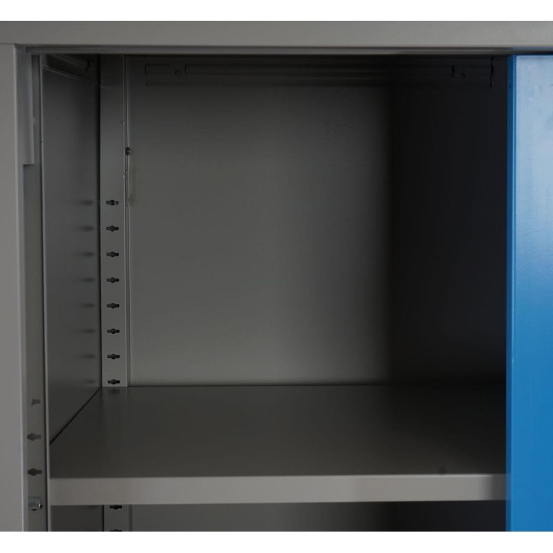 Armario archivador metálico EDIT de 180x85x40. 2 puertas correderas, gran capacidad de almacenaje y máxima robustez, color gris