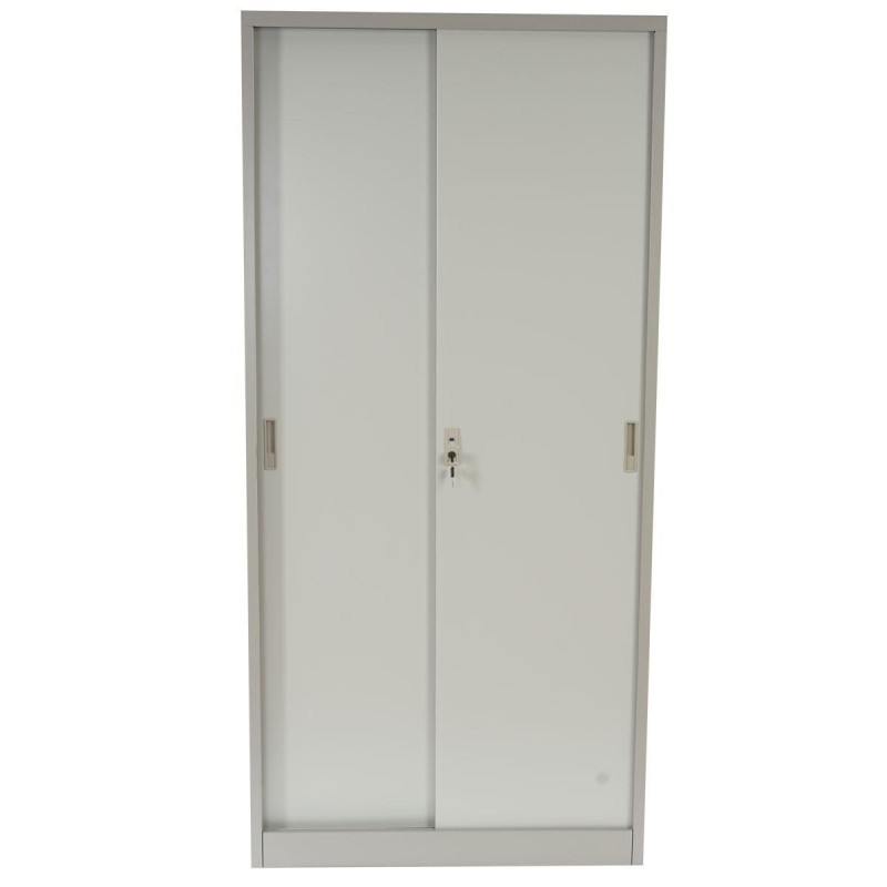 Armario archivador metálico EDIT de 180x85x40. 2 puertas correderas, gran capacidad de almacenaje y máxima robustez, color gris