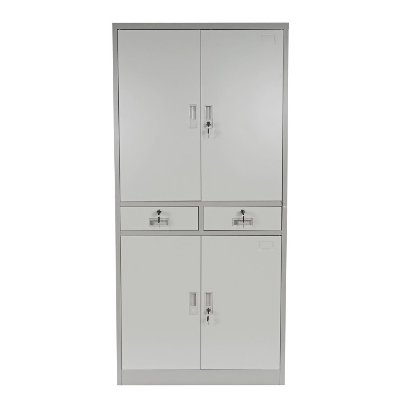 Armario archivador metálico EDIT de 180x85x40. 4 puertas batientes y 2 cajones, gran capacidad de almacenaje y máxima robustez, 
