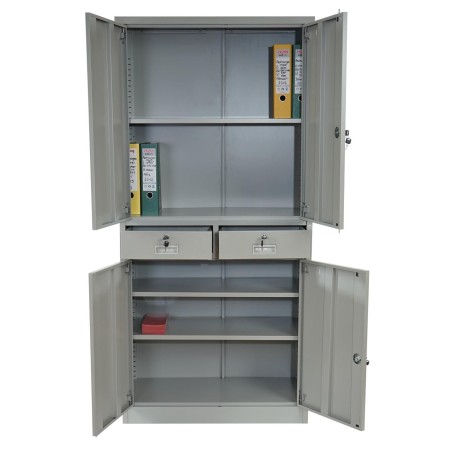 Armario archivador metálico EDIT de 180x85x40. 4 puertas batientes y 2 cajones, gran capacidad de almacenaje y máxima robustez,  2