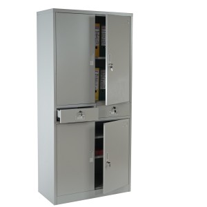 Armario archivador metálico EDIT de 180x85x40. 4 puertas batientes y 2 cajones, gran capacidad de almacenaje y máxima robustez, 