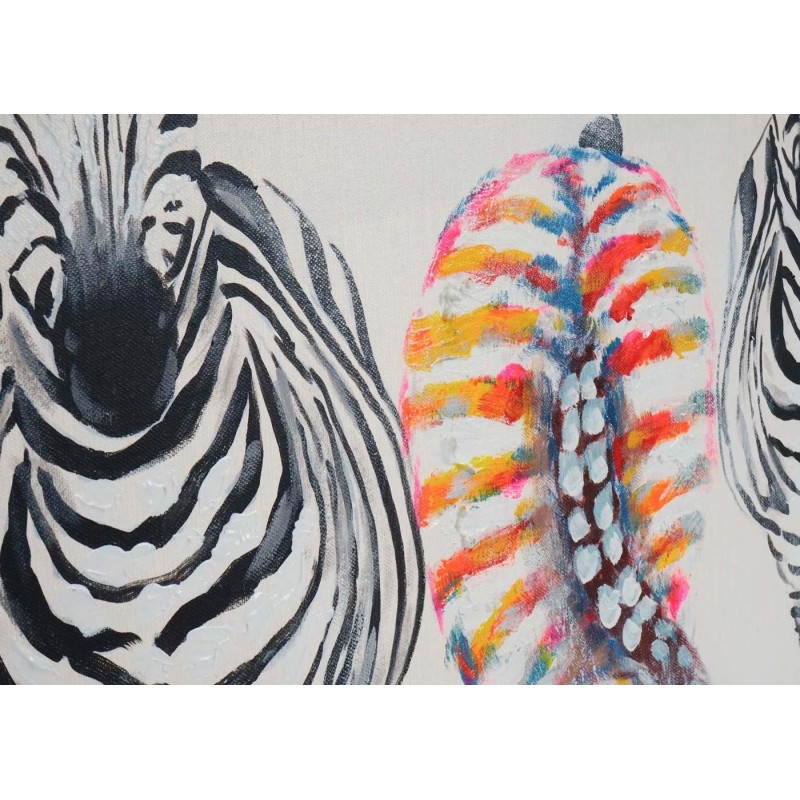 Cuadro CEBRAS 70x140x3,5 cm, pintado a mano al óleo