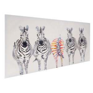 Cuadro CEBRAS 70x140x3,5 cm, pintado a mano al óleo