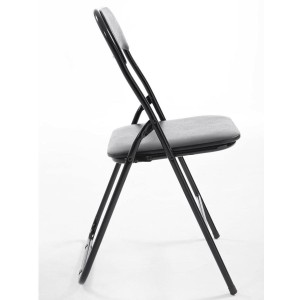 Silla Plegable VINSON. Muy práctica y funcional con estructura metálica negra y tapizada en piel color negro