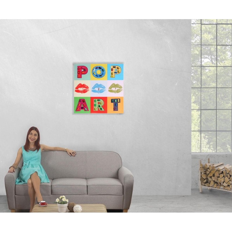 Cuadro POP ART 60x60x3 cm, pintado a mano al óleo