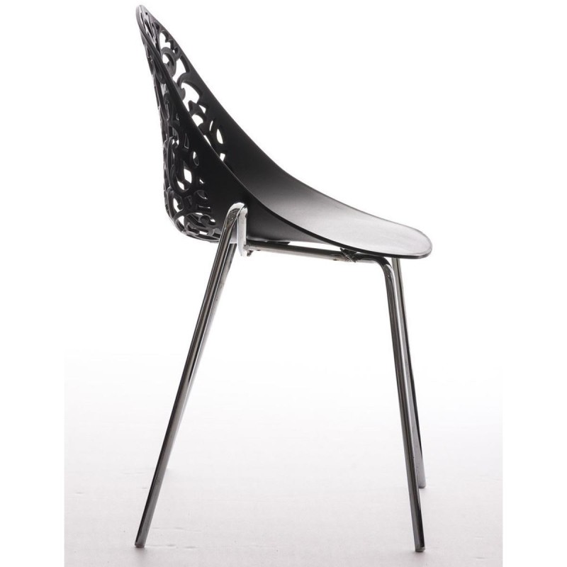 Silla de Confidente DENALI con estructura metálica apilable y exclusivo diseño en color negro