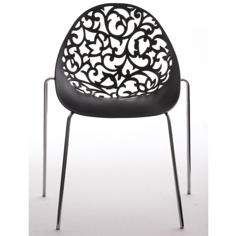 Silla de Confidente DENALI con estructura metálica apilable y exclusivo diseño en color negro