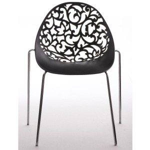 Silla de Confidente DENALI con estructura metálica apilable y exclusivo diseño en color negro