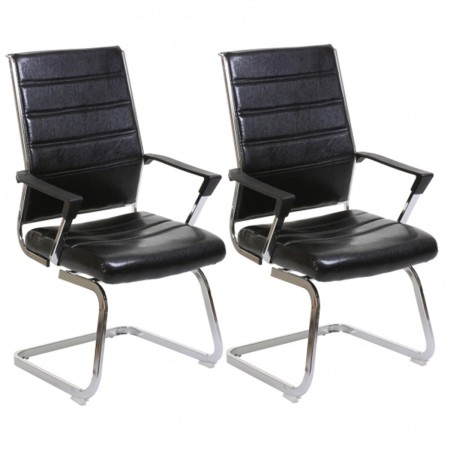 Lote de 2 sillas de Confidente CAEL, estructura metálica giratoria, en piel color negro 2