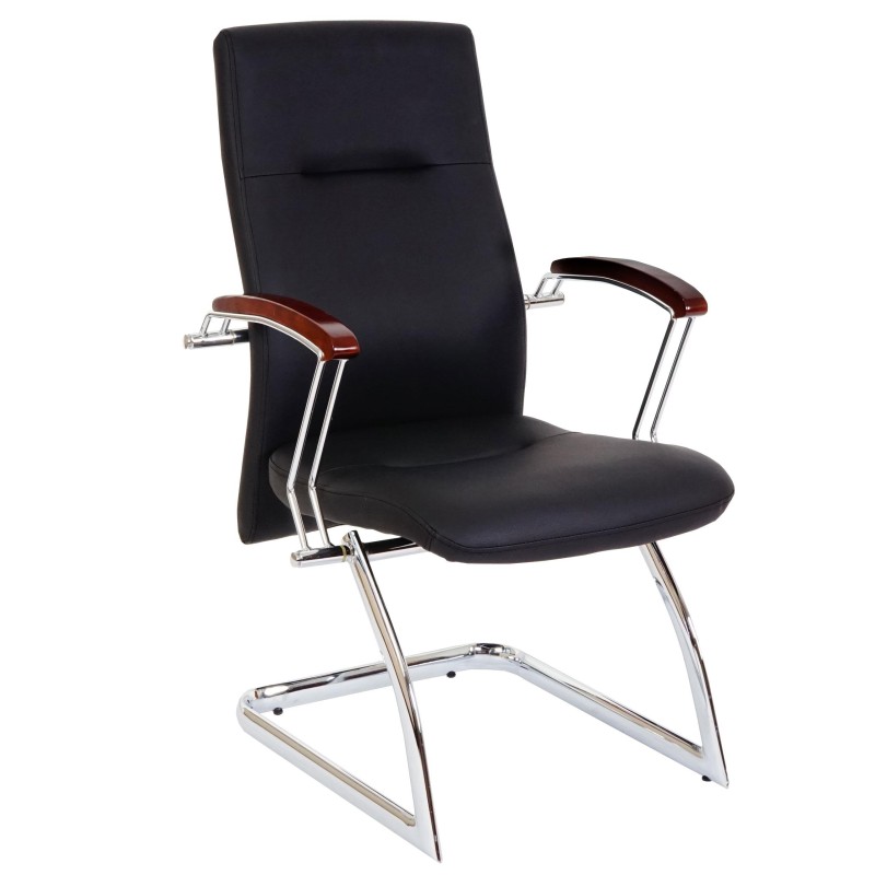 Lote de 2 sillas de Confidente GRISI, estructura metálica, en piel color negro