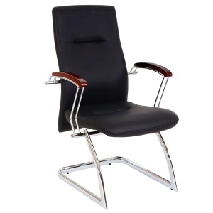 Lote de 2 sillas de Confidente GRISI, estructura metálica, en piel color negro