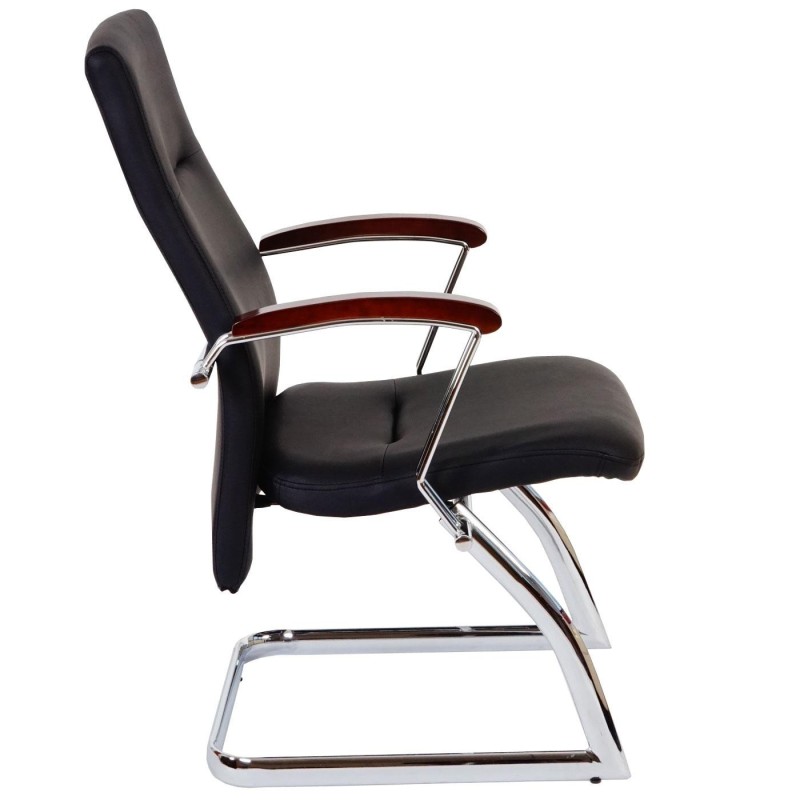 Lote de 2 sillas de Confidente GRISI, estructura metálica, en piel color negro