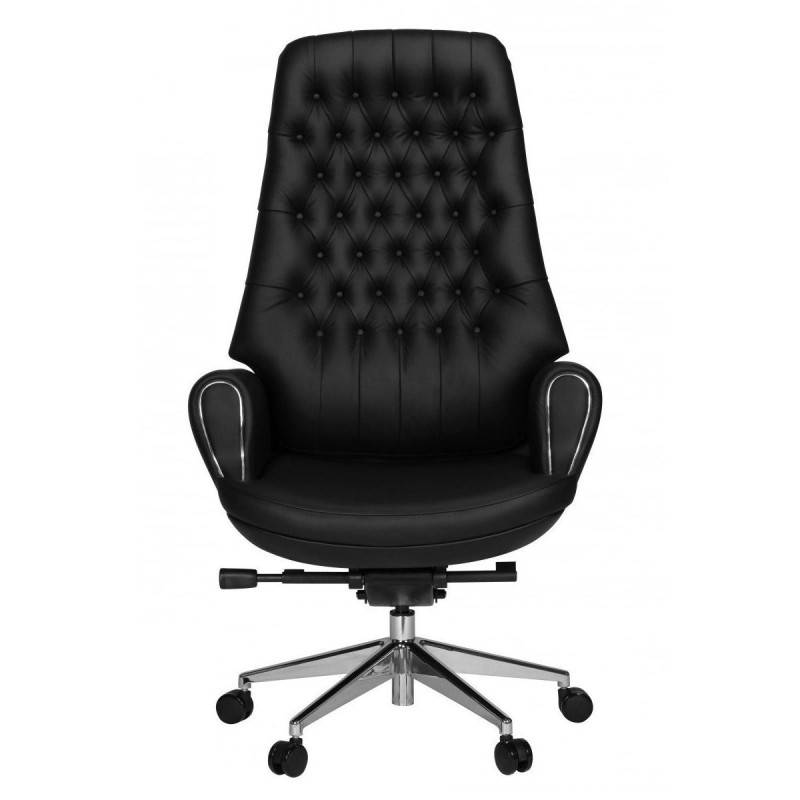 Sillón CERVINO, hecho a mano artesanalmente, diseño exclusivo con gran acolchado tapizado en piel natural color negro