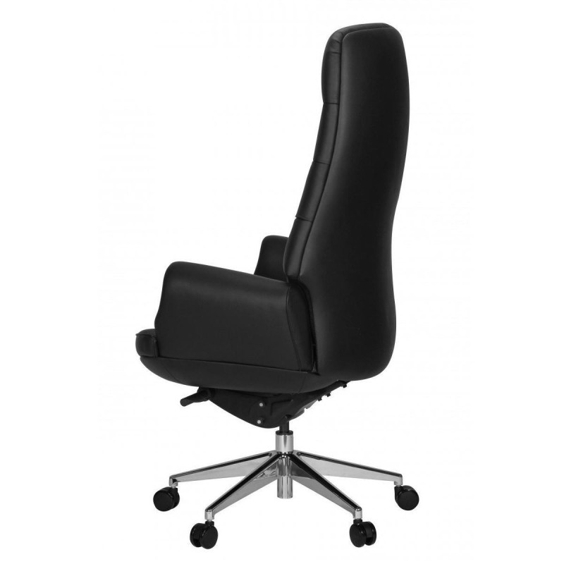 Sillón CERVINO, hecho a mano artesanalmente, diseño exclusivo con gran acolchado tapizado en piel natural color negro