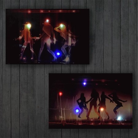 Set de 2 Cuadros LED PARTY, iluminación de colores, 40x60 cm