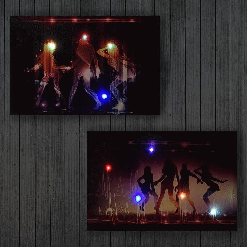 Set de 2 Cuadros LED PARTY, iluminación de colores, 40x60 cm
