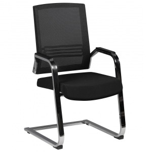 Silla de confidente ergonómica SHARY, tapizada en malla transirable color negro