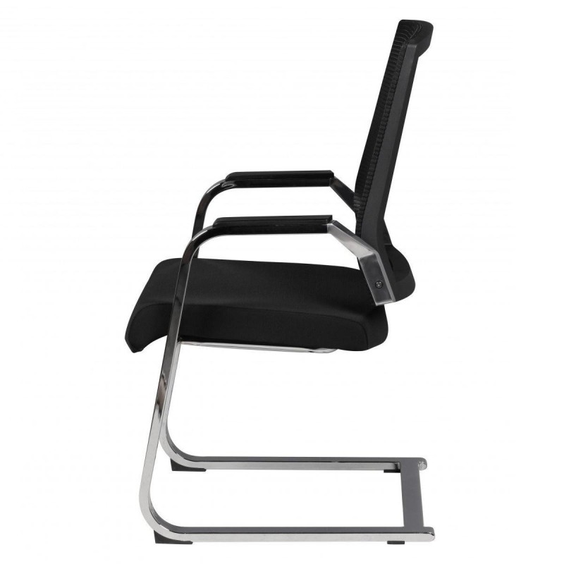 Silla de confidente ergonómica SHARY, tapizada en malla transirable color negro