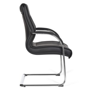 Silla de confidente ergonómica PINDO. Exclusivo diseño, estructura metálica y tapizada en piel color negro
