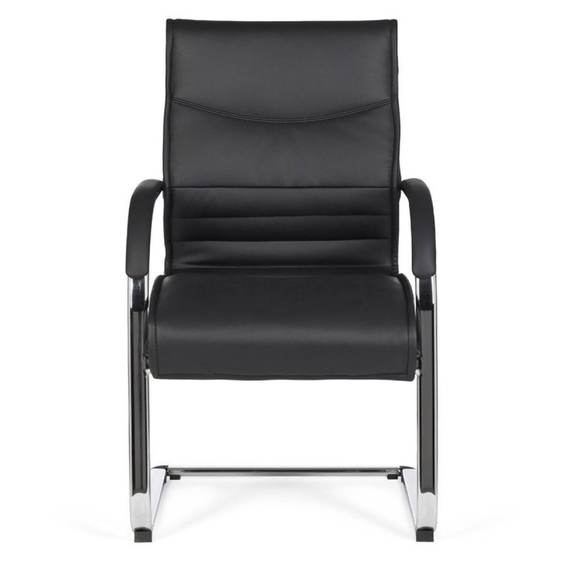 Silla de confidente ergonómica PINDO. Exclusivo diseño, estructura metálica y tapizada en piel color negro