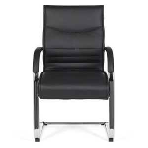 Silla de confidente ergonómica PINDO. Exclusivo diseño, estructura metálica y tapizada en piel color negro