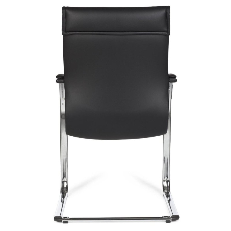 Silla de confidente ergonómica PINDO. Exclusivo diseño, estructura metálica y tapizada en piel color negro