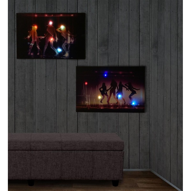 Set de 2 Cuadros LED PARTY, iluminación de colores, 40x60 cm