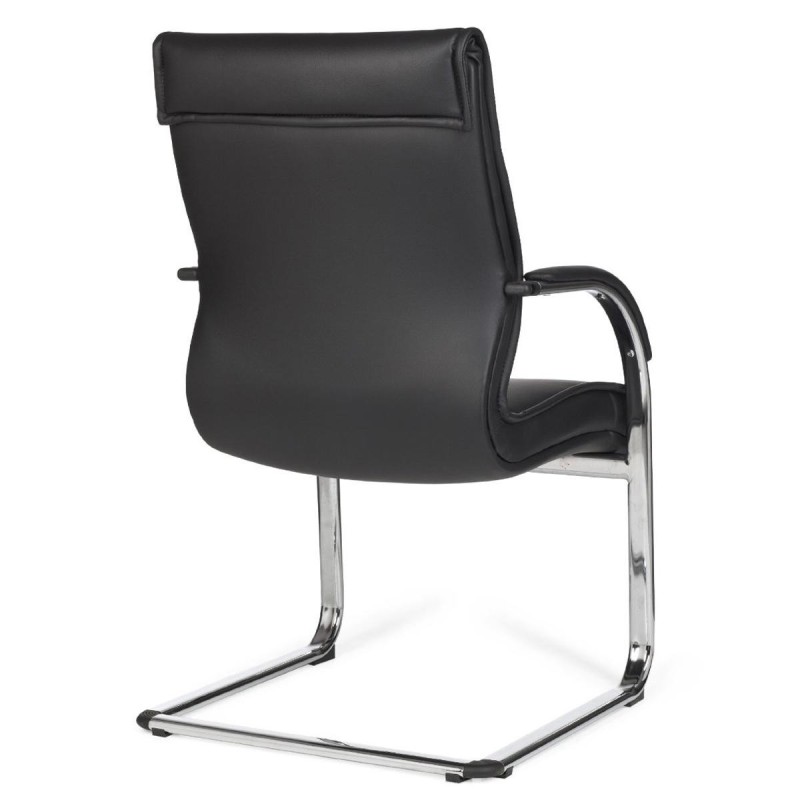 Silla de confidente ergonómica PINDO. Exclusivo diseño, estructura metálica y tapizada en piel color negro