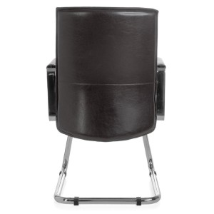 Silla de confidente SINAI, exclusivo y moderno diseño con estructura metálica y tapizada en piel genuina color negro