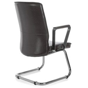 Silla de confidente SINAI, exclusivo y moderno diseño con estructura metálica y tapizada en piel genuina color negro