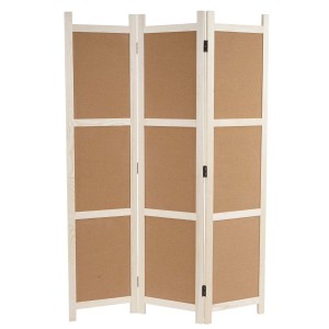 Biombo ALRIK, 166x120x2cm, con paneles de corcho, muy funcional, acabado en madera natural