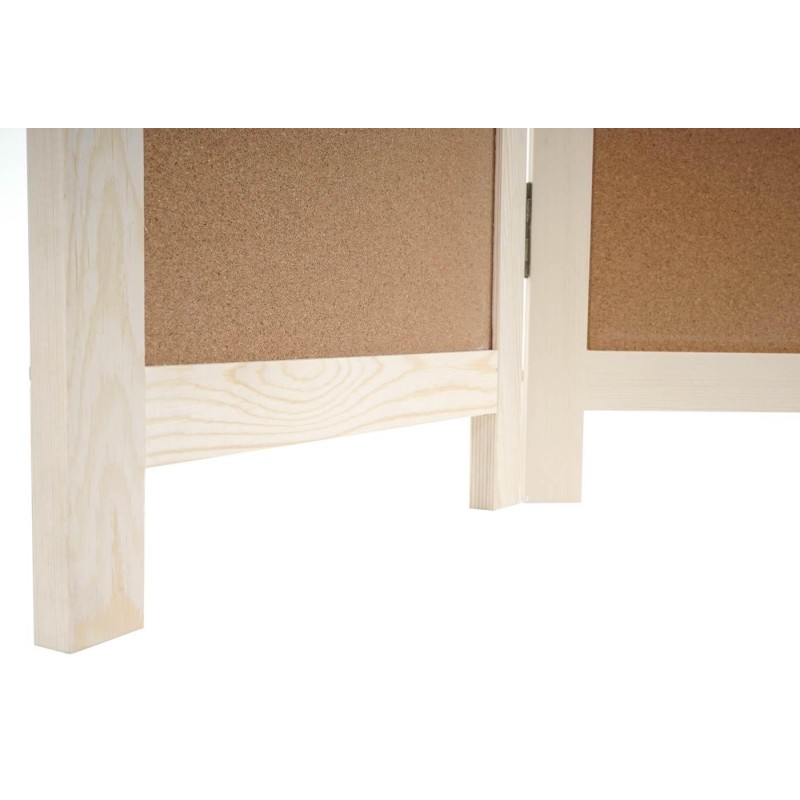 Biombo ALRIK, 166x120x2cm, con paneles de corcho, muy funcional, acabado en madera natural