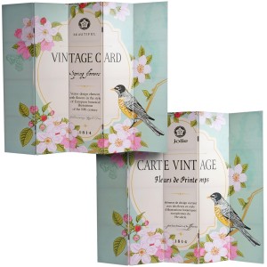 Biombo VINTAGE PAJAROS, 180x200x2,5cm, estructura de madera con tapizado de tela en poliester