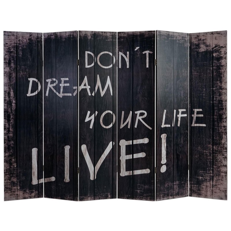 Biombo VINTAGE LETRAS, 180x240x2,5cm, estructura de madera con tapizado de tela en poliester