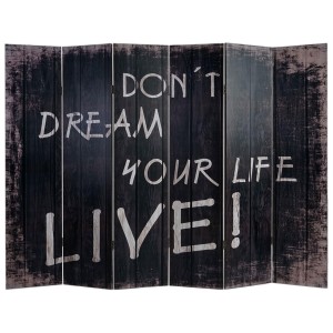 Biombo VINTAGE LETRAS, 180x240x2,5cm, estructura de madera con tapizado de tela en poliester