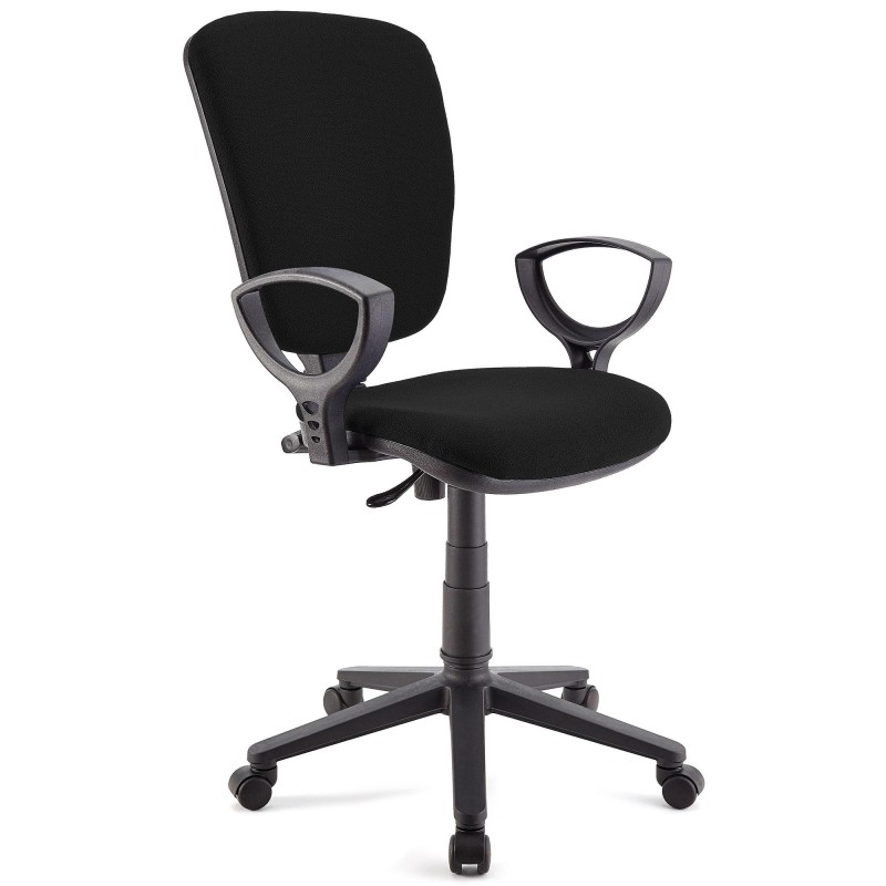Silla de oficina CALIPSO, respaldo ajustable, en tela negra