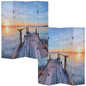 Biombo VINTAGE CALMA, 180x160x2,5cm, estructura de madera con tapizado de tela en poliester