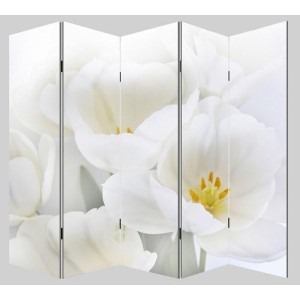 Biombo VINTAGE ORQUIDEAS, 180x200x2,5cm, estructura de madera con tapizado de tela en poliester