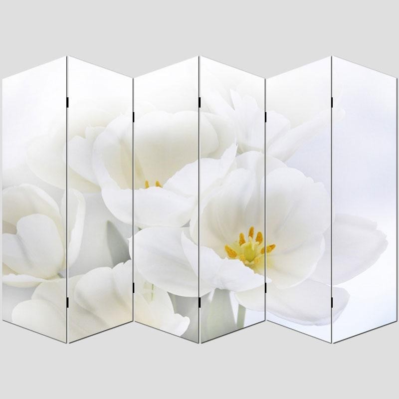 Biombo VINTAGE ORQUIDEAS, 180x240x2,5cm, estructura de madera con tapizado de tela en poliester