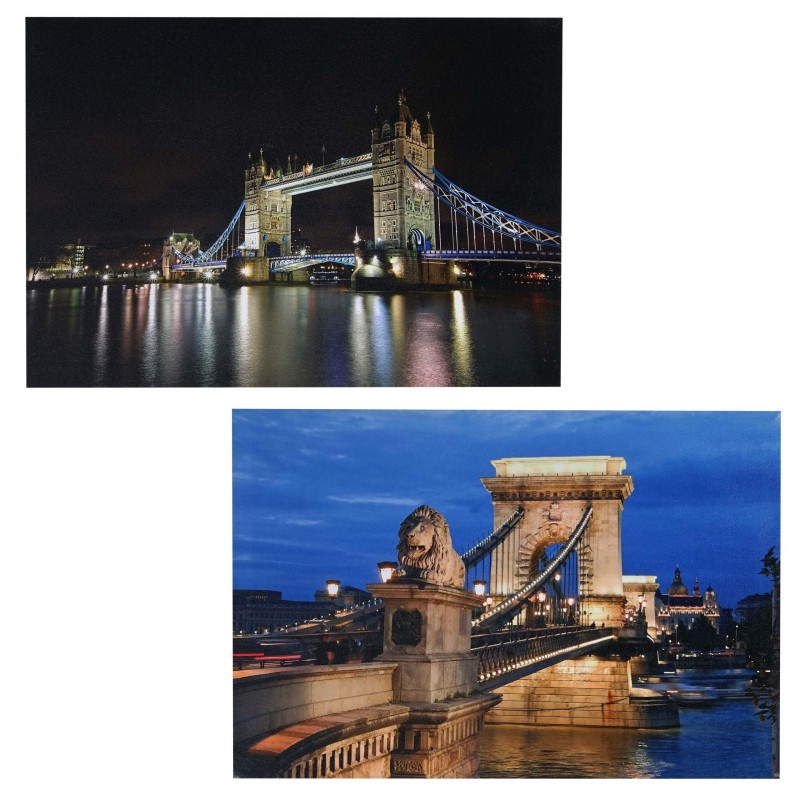 Cuadros LED PUENTES, con iluminación, 40x60 cm
