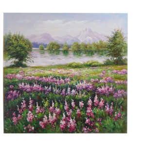 Cuadro PRADERA 80x80x3 cm, pintado a mano al óleo