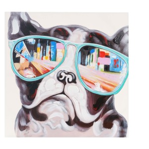 Cuadro BULLDOG 80x80x3 cm, pintado a mano al óleo