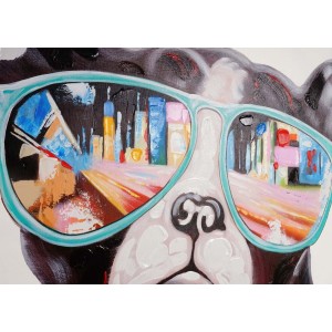 Cuadro BULLDOG 80x80x3 cm, pintado a mano al óleo