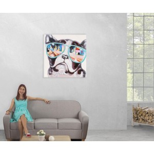 Cuadro BULLDOG 80x80x3 cm, pintado a mano al óleo